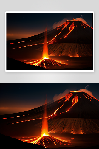 一座活火山熔岩的热情火山