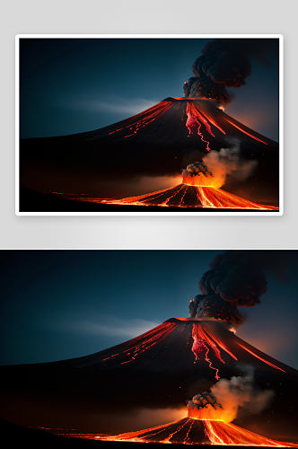 一座活火山熔岩的热情火山