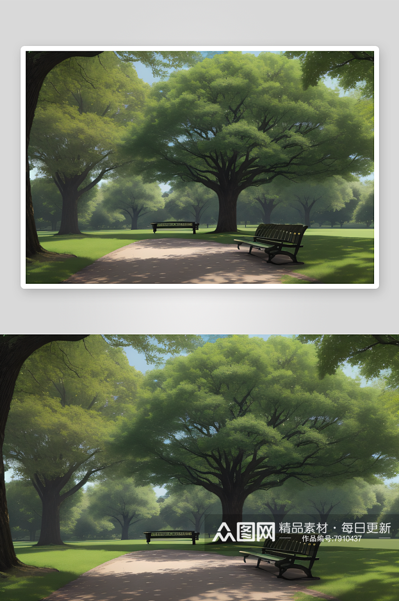 宫崎骏风格的夏日公园美景素材