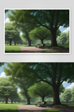 宫崎骏风格的夏日公园美景