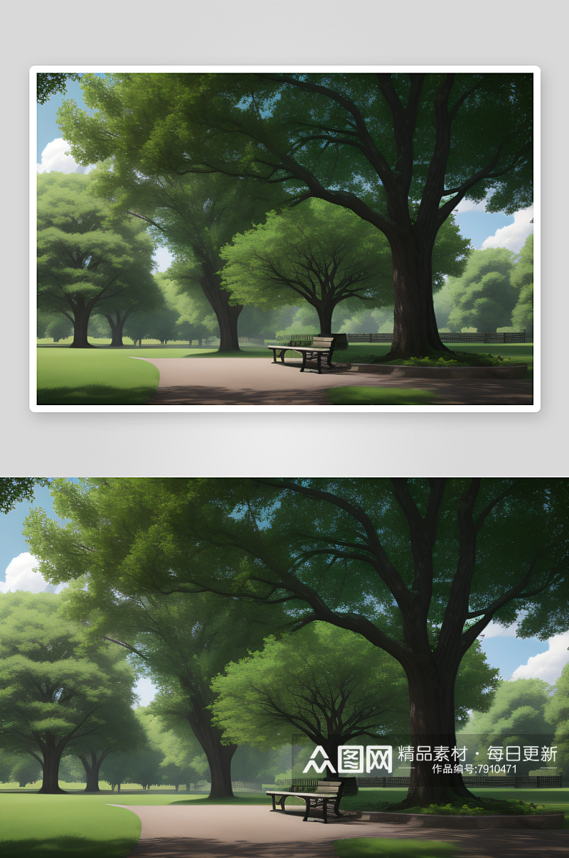 宫崎骏风格的夏日公园美景素材