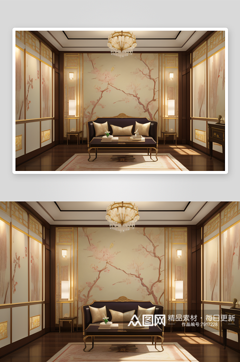 中式风格壁纸打造高贵与复古的居室素材