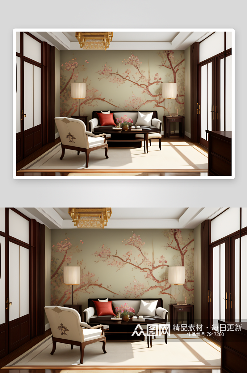 独特的中式风格家中墙面的华丽变身素材