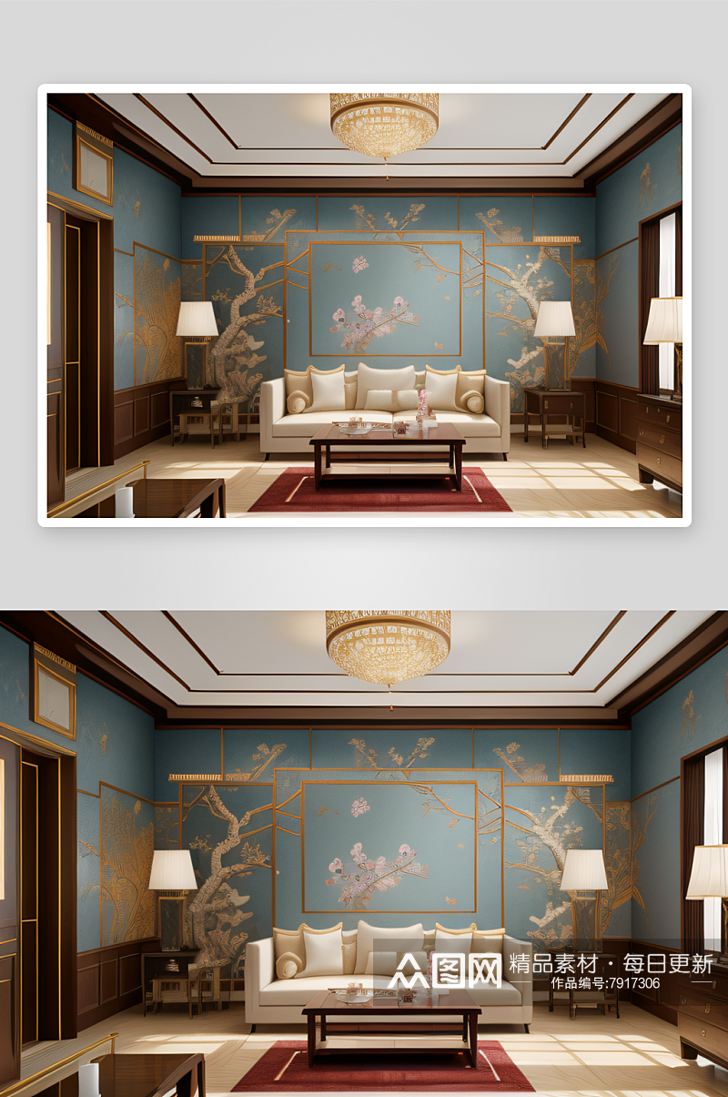 中式风格家居墙面壁纸的独特魅力素材