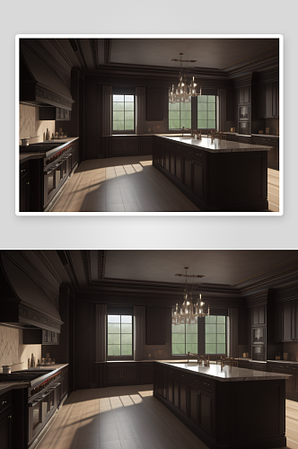 天花板大窗打造明亮而宽敞的别墅厨房