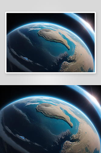 蓝色的地球海洋与陆地