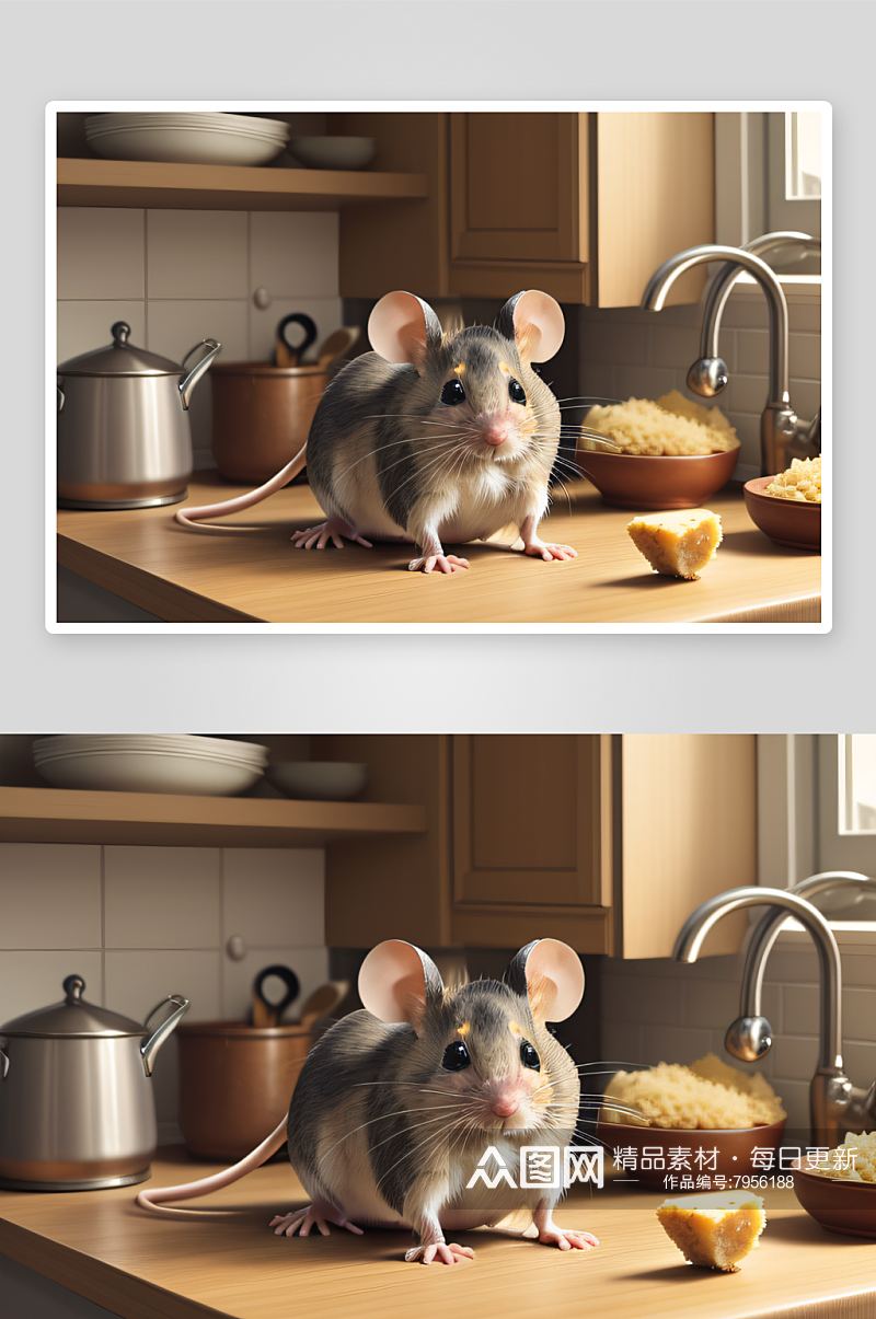 好奇的小老鼠的奇幻绘画素材