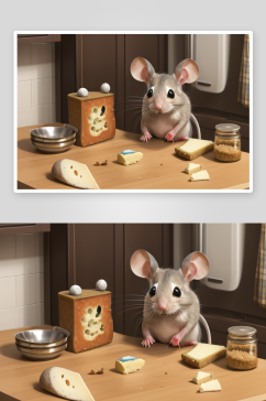 好奇的小老鼠的奇幻绘画