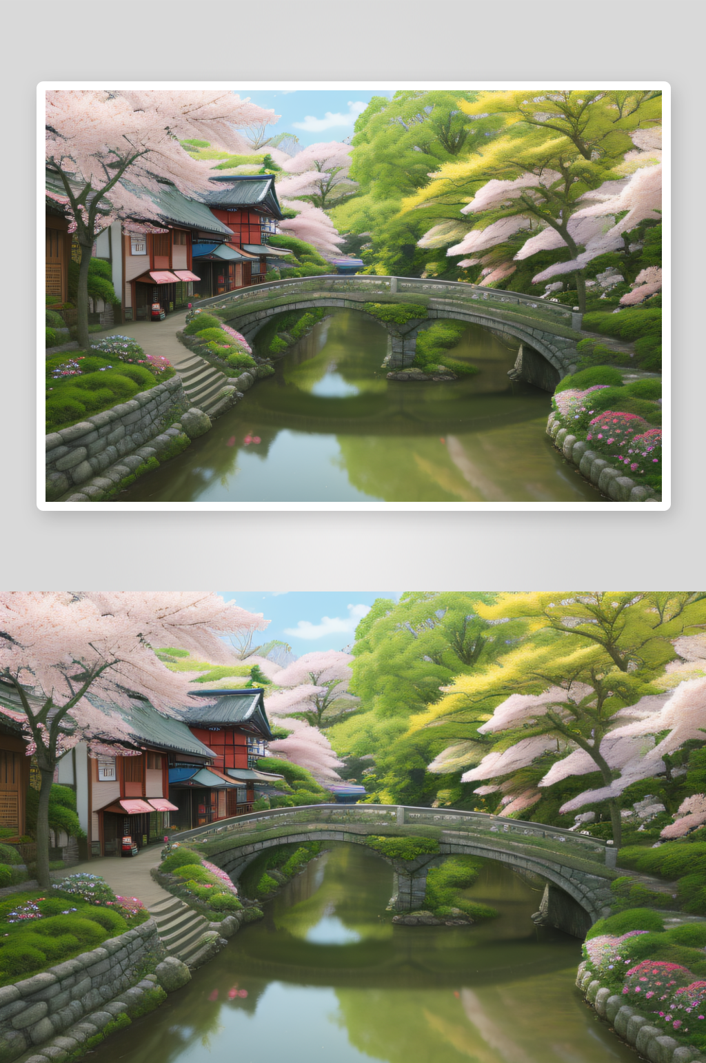 梦幻般的建筑小桥素材