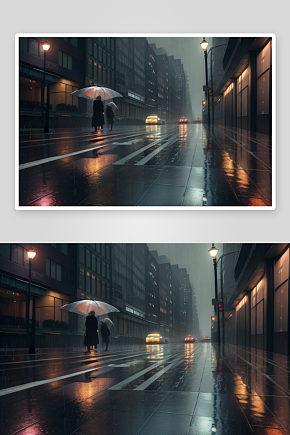城市雨景雨中艺术创作素材下载-众图网