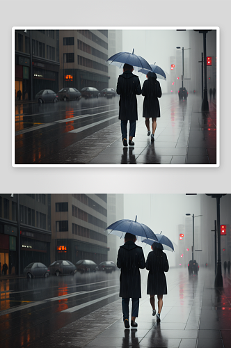 城市雨景雨中艺术雨水