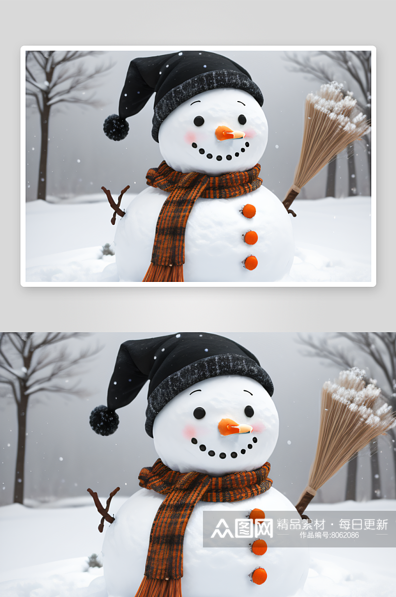 冬日童话雪人艺术素材