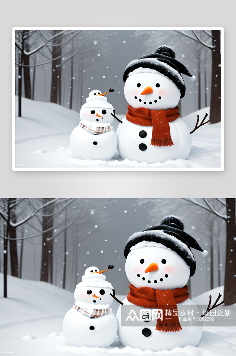 冬日童话雪人艺术素材