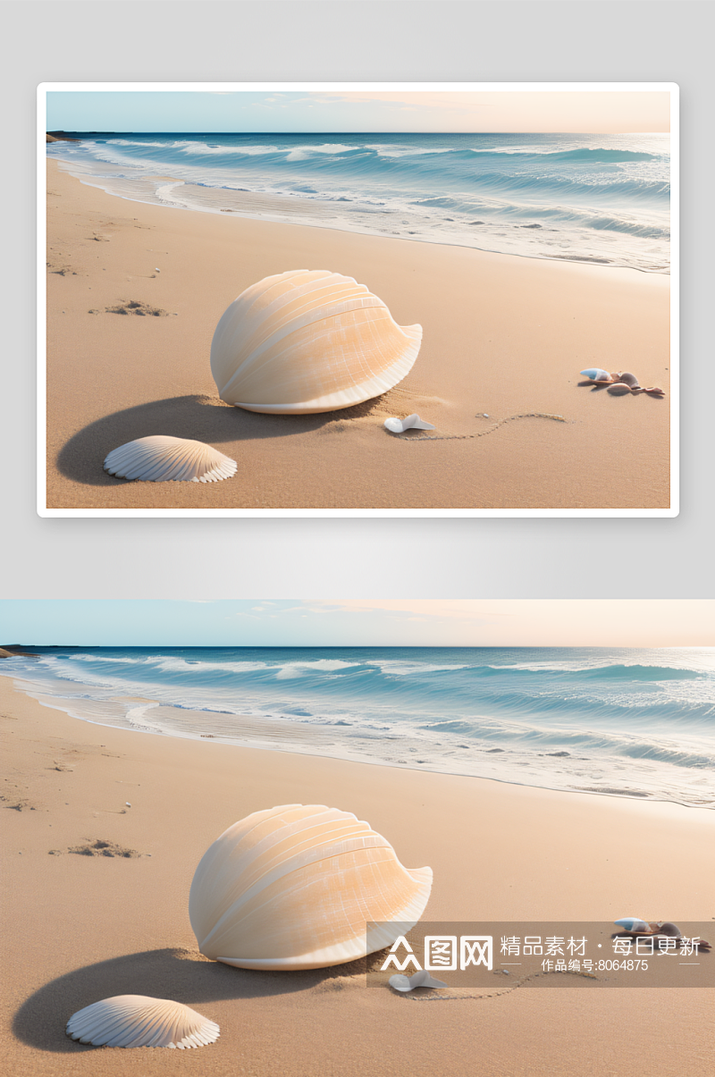 静谧海滩海贝壳创作素材