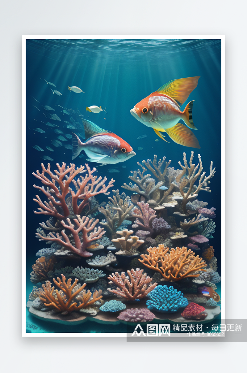 水下之美缤纷多彩的鱼群素材