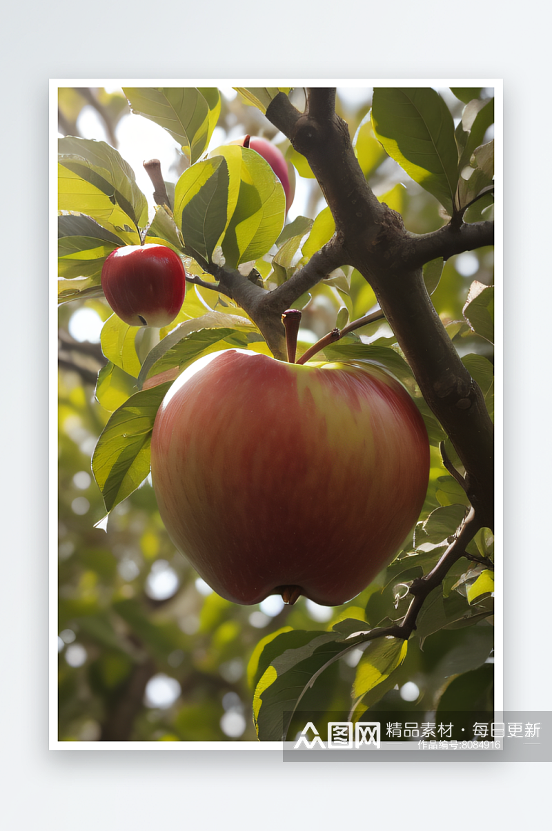 水果自然之美果树上的苹果素材