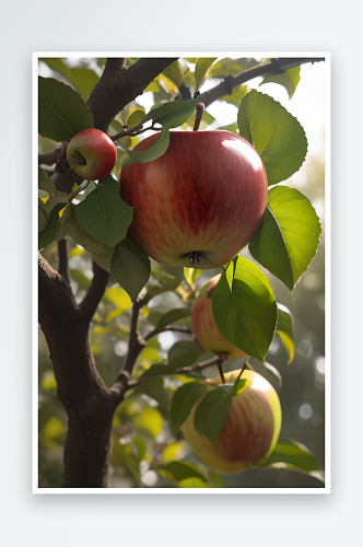 水果自然之美果树上的苹果