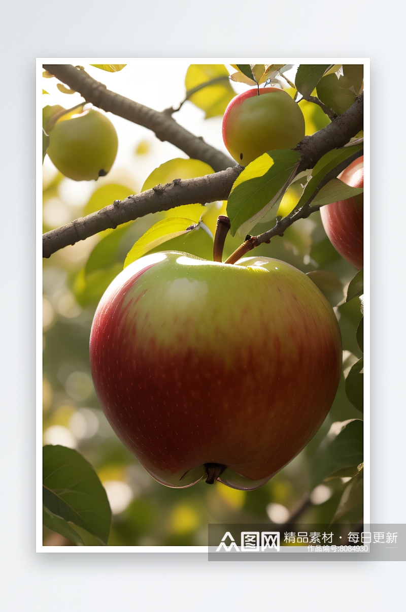 水果自然之美果树上的苹果素材