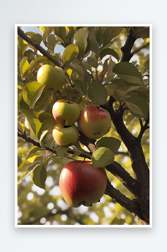 水果自然之美果树上的苹果