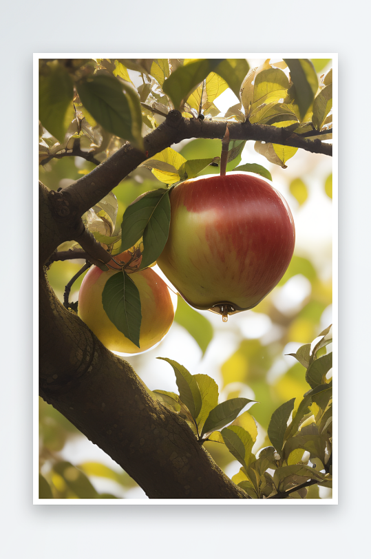 自然之美果树上的苹果水果