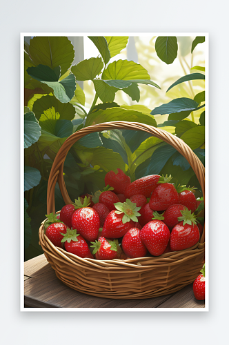 鲜红的天赐草莓在阳光下闪耀