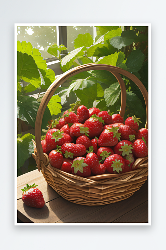 鲜红的天赐草莓在阳光下闪耀