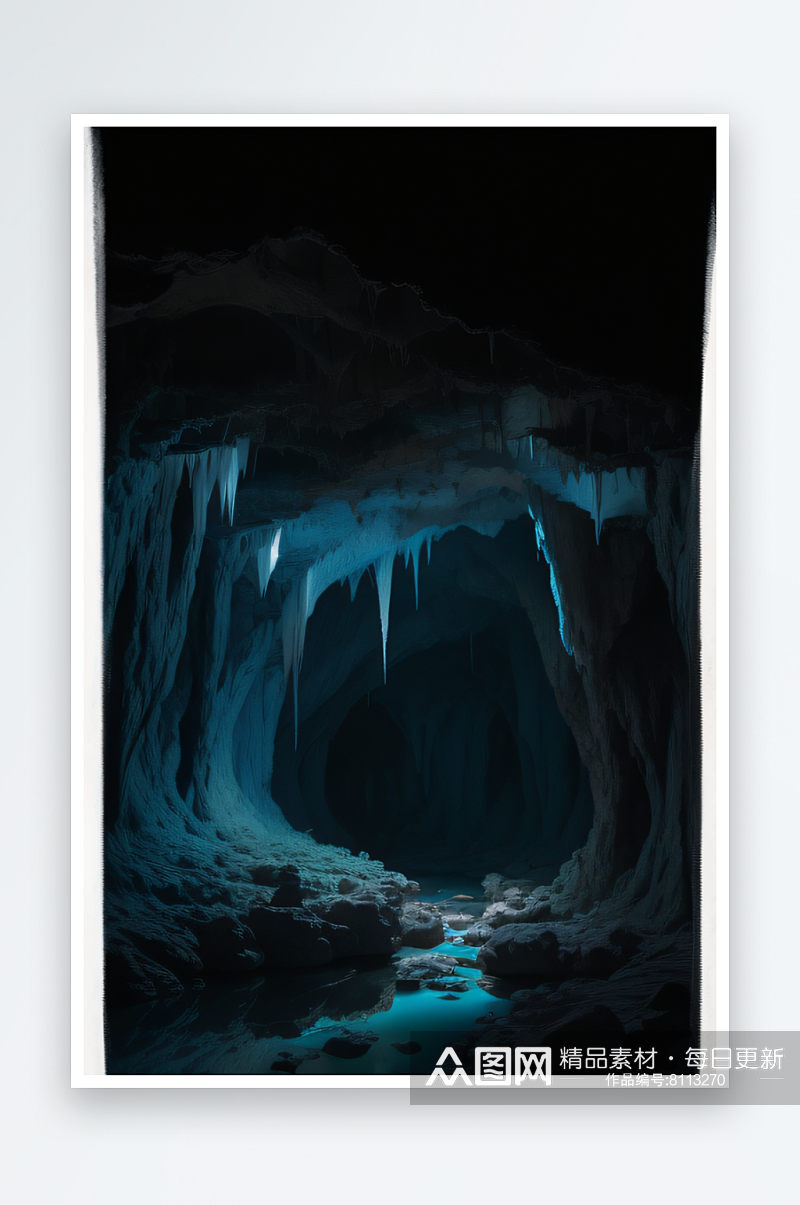 深邃幽暗生动描绘的洞穴景象素材