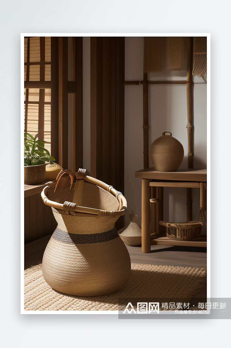 竹篮的实用与美观素材