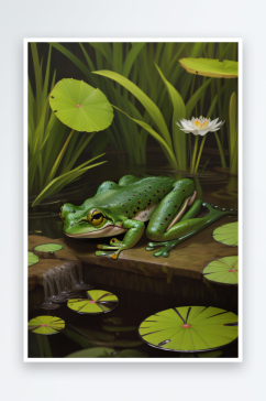 湿地荷塘中的小青蛙