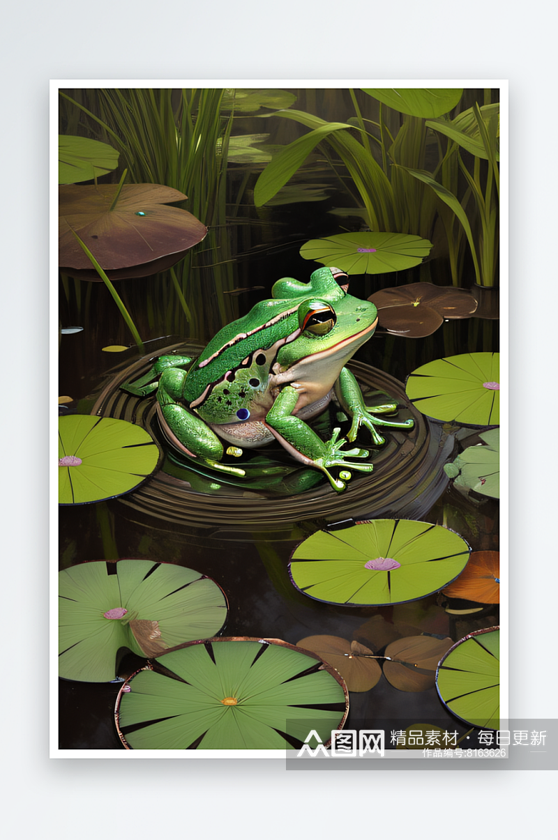 湿地荷塘中的小青蛙素材
