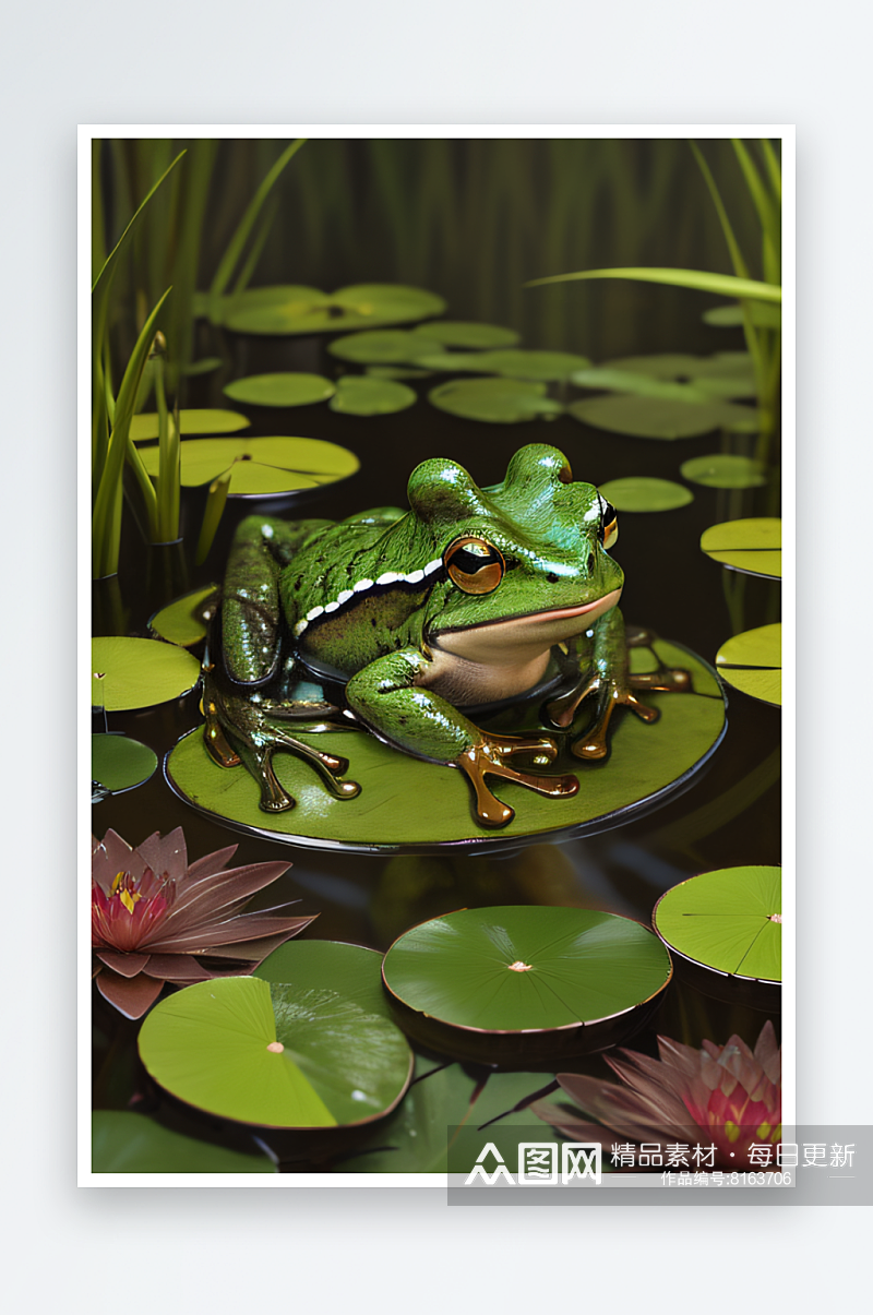 青蛙在水草丛中的舞蹈素材