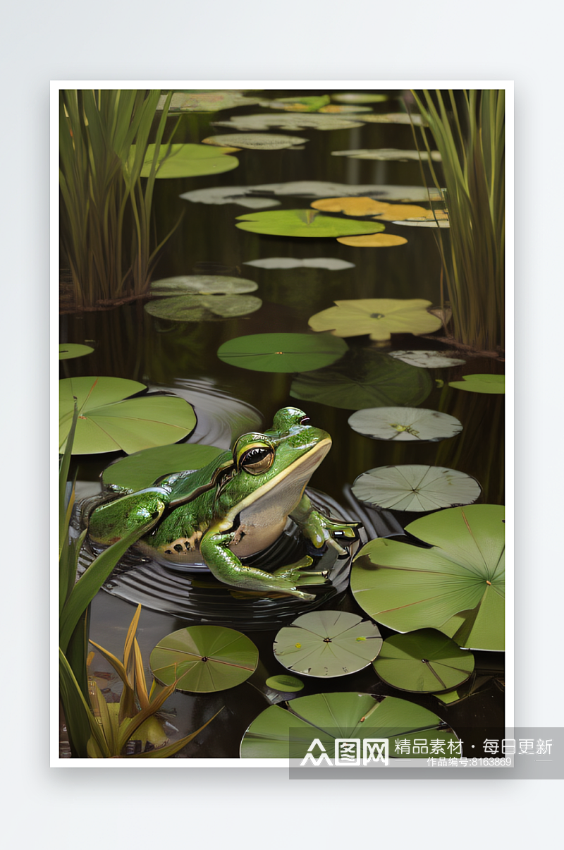 青蛙的湿地旅程图案素材