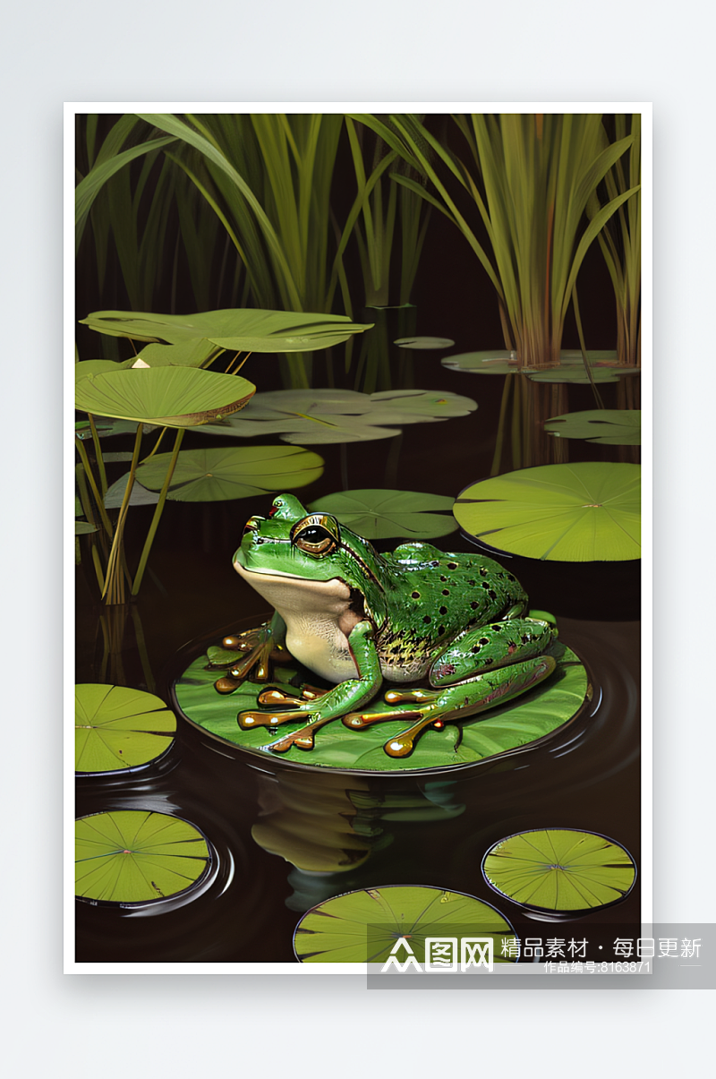 青蛙的湿地旅程图案素材