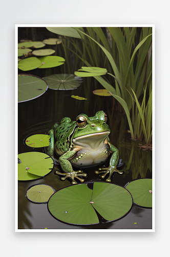 青蛙在水草丛中的绿色之旅