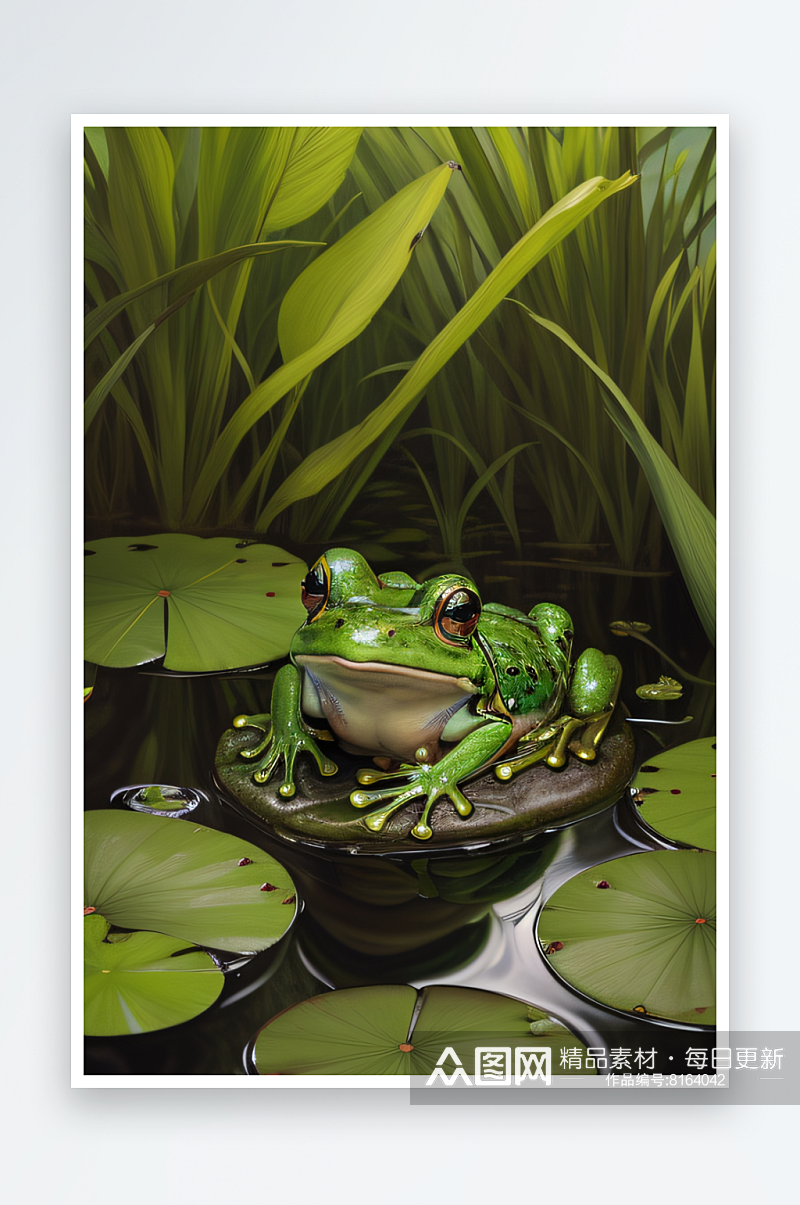 青蛙眼中的绿色自然天堂素材