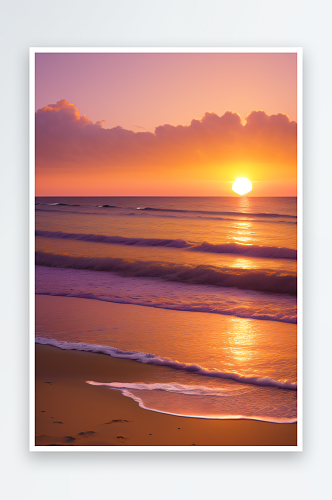 夕阳映照海滩的幻景