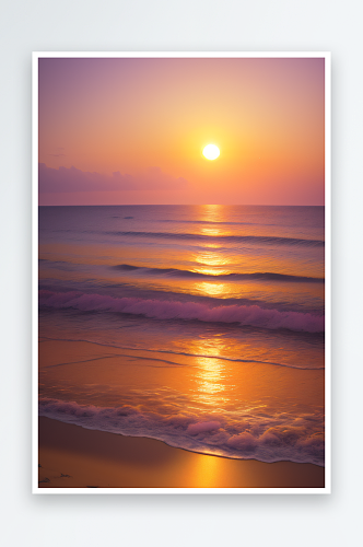 夕阳映照海滩的幻景