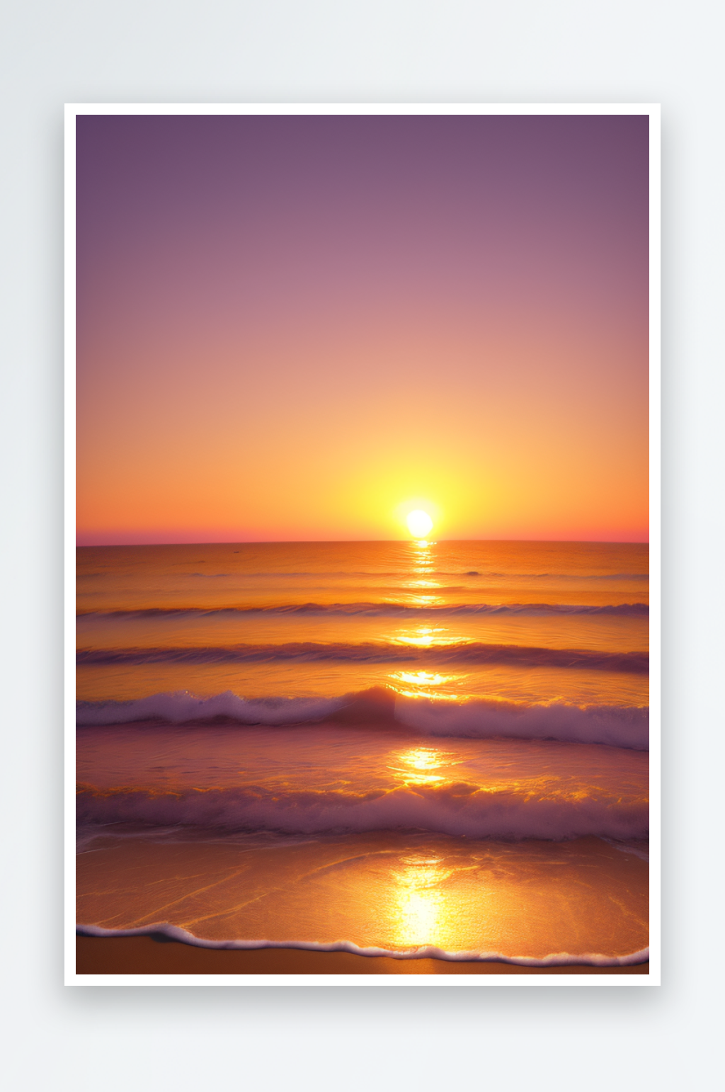 沉静夕阳余晖照耀海滩素材