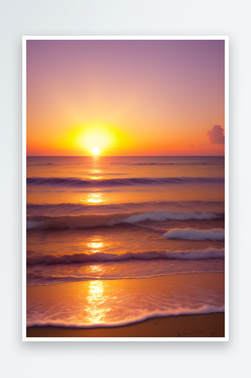 梦幻色彩的夕阳海滩落日素材