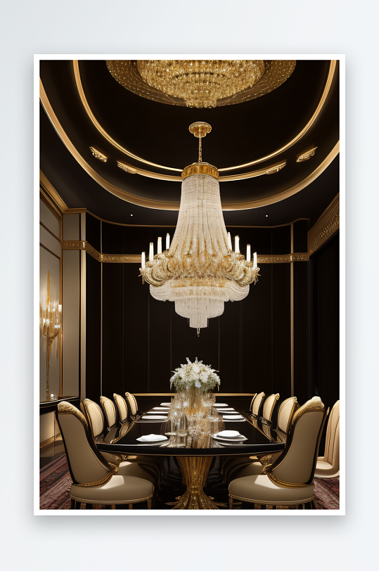 豪华用餐环境中的华丽吊灯