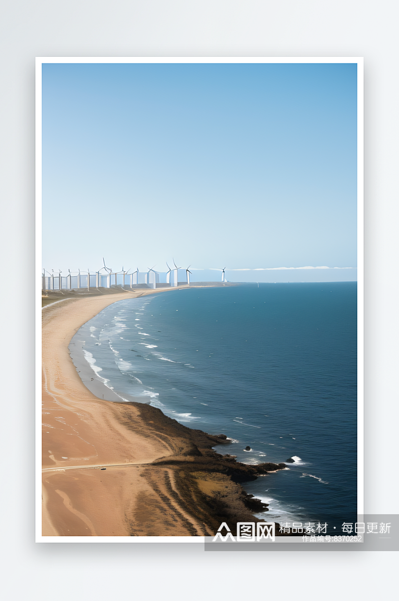 碧海蓝天风力发电的可持续之旅素材