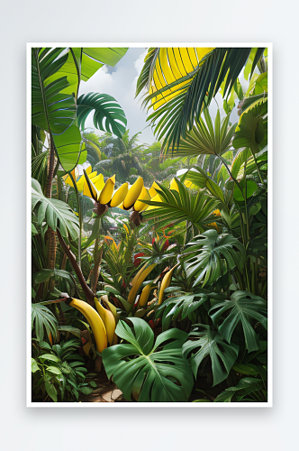 热带风情香蕉树下的丰盈和魅力