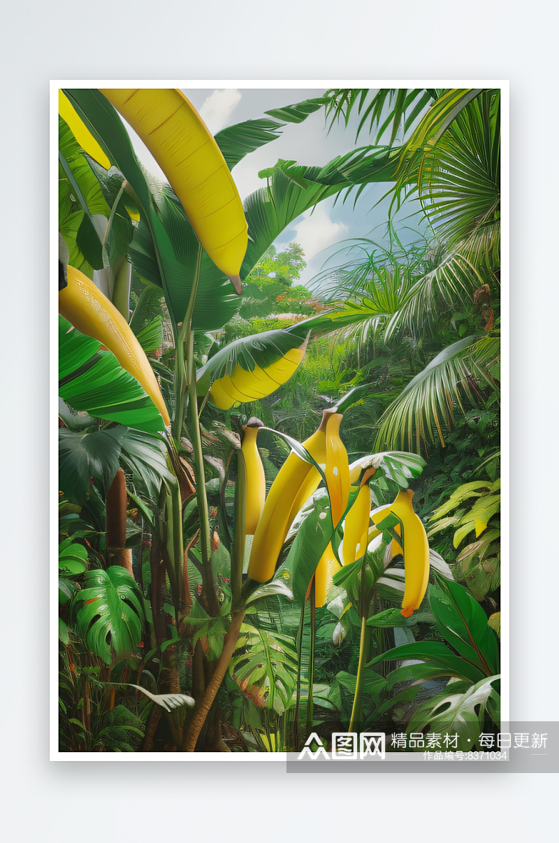 热带风情香蕉树下的丰盈和魅力素材