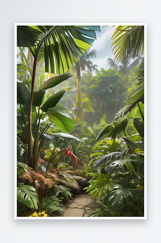 热带风情香蕉树下的丰盈和魅力