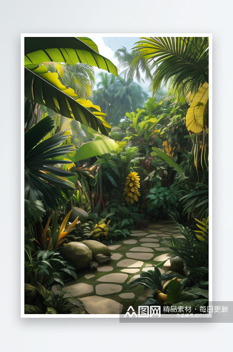 拥抱热带香蕉树下的丰盈与美丽素材