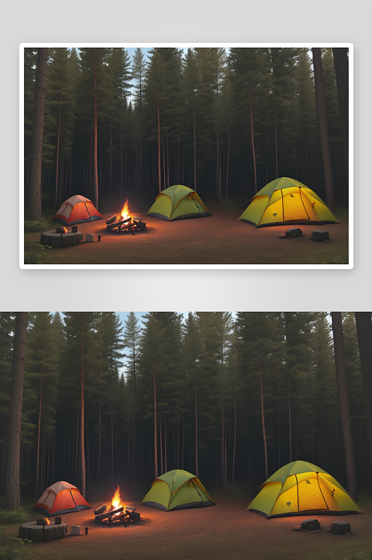欢乐露营之旅篝火与帐篷的快乐时光