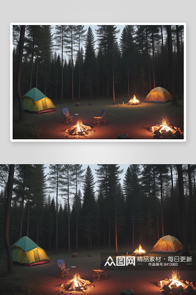 欢乐露营之旅篝火与帐篷的快乐时光素材