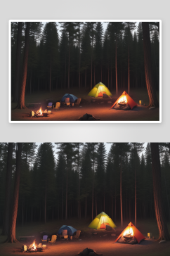 欢乐露营之旅篝火与帐篷的快乐时光