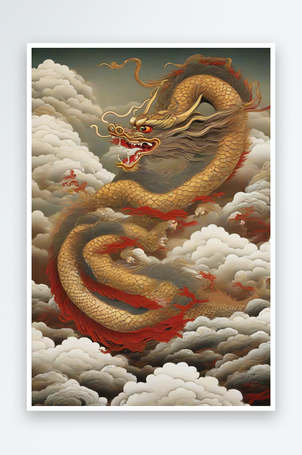 飞过白云的中国神龙素材