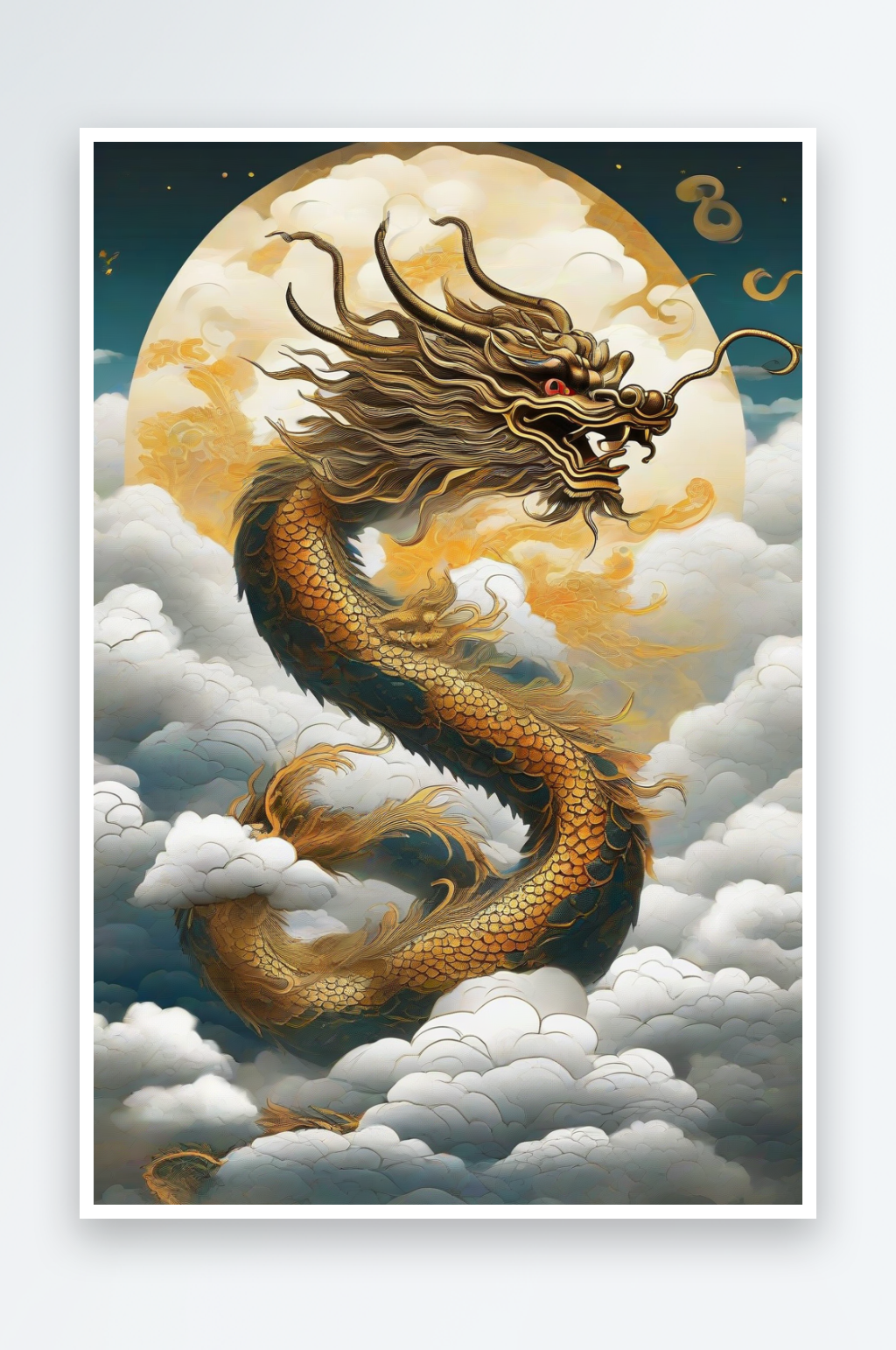 白云中的中国神龙素材